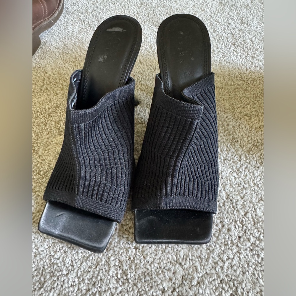 ASOS Black Ribbed Mules - Picture 2 of 6